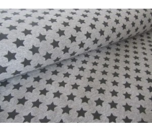 French Terry - Sterne hellgrau meliert